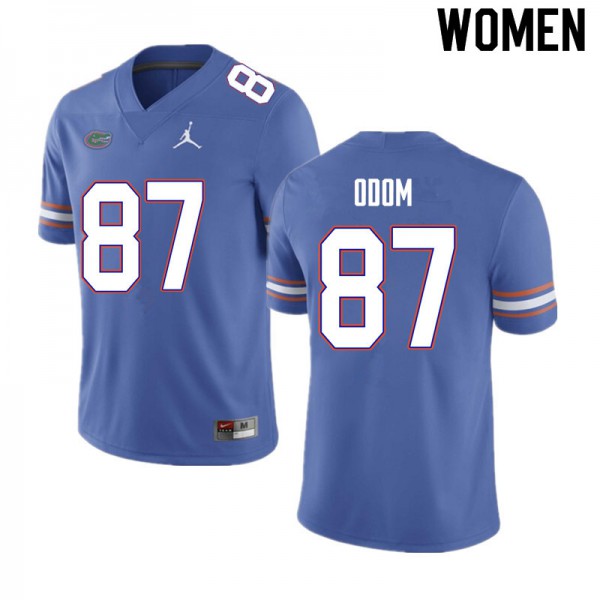 Women #87 Jonathan Odom Florida Gators College Football Jerseys Blue